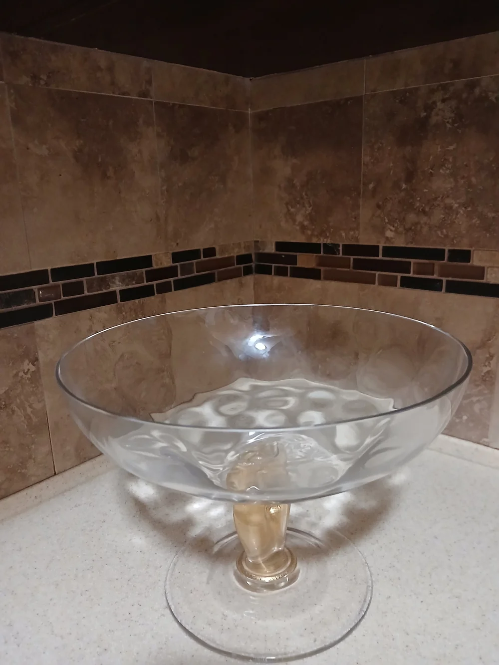Studio-Crafted Art Glass Bowl With Gold-Infused.